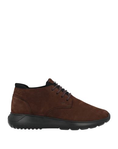 Hogan Man Sneakers Brown Size 7 Soft Leather, Textile Fibers