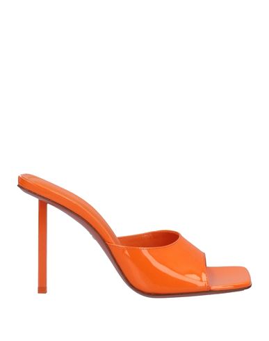 Amina Muaddi Woman Sandals Orange Size 10 Soft Leather