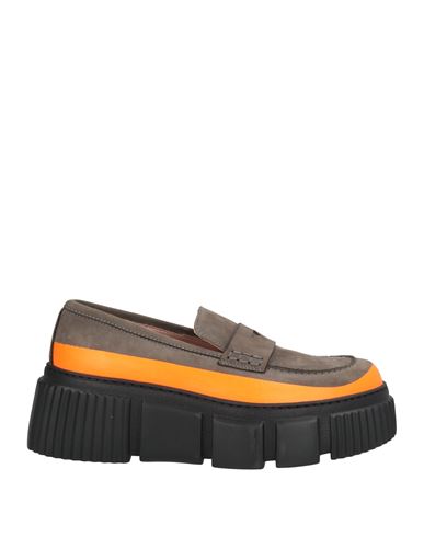 Pollini Woman Loafers Orange Size 11 Soft Leather In Multi