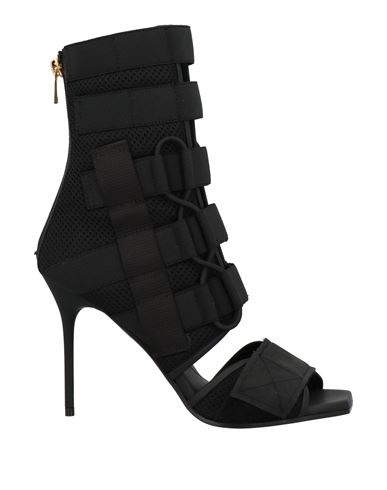 Balmain Woman Sandals Black Size 6.5 Polyester, Polyamide, Calfskin