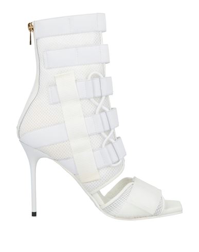 Balmain Woman Sandals White Size 10 Polyester, Polyamide, Calfskin
