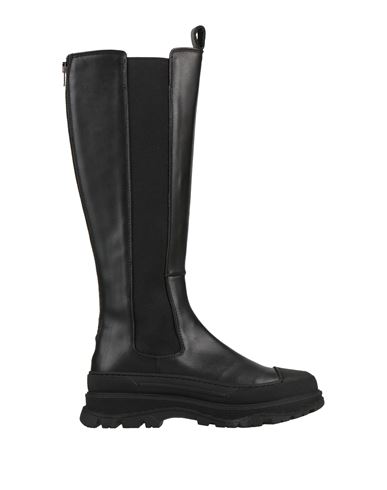 Liviana Conti Woman Knee Boots Black Size 11 Soft Leather, Textile Fibers
