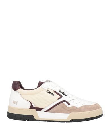 Rhude Man Sneakers Khaki Size 7 Soft Leather, Textile Fibers In Beige