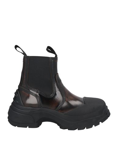 Maison Margiela Woman Ankle Boots Brown Size 8 Leather, Textile Fibers