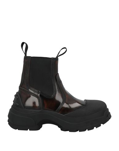 Shop Maison Margiela Woman Ankle Boots Dark Brown Size 8 Leather, Textile Fibers