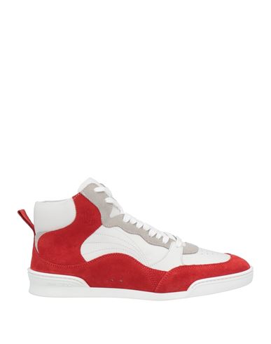 Jimmy Choo Man Sneakers Red Size 13 Soft Leather In White