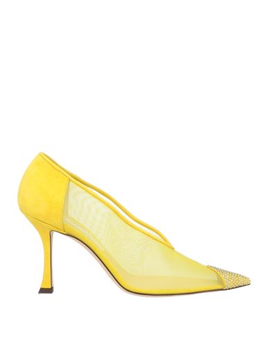Jimmy Choo Woman Pumps Yellow Size 6.5 Soft Leather, Textile Fibers