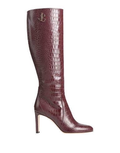 Jimmy Choo Woman Knee Boots Burgundy Size 11 Soft Leather In Red