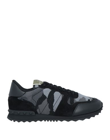 Valentino Garavani Man Sneakers Black Size 9.5 Soft Leather, Textile Fibers