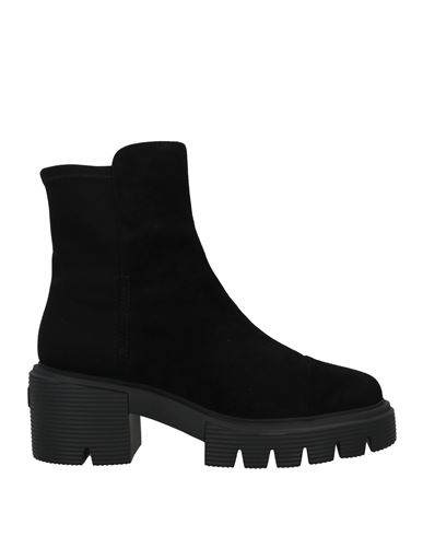 Stuart Weitzman Woman Ankle Boots Black Size 7.5 Soft Leather, Textile Fibers