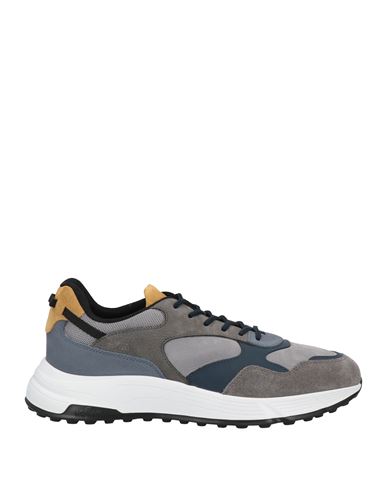 Hogan Man Sneakers Lead Size 9 Leather, Textile Fibers In Grey