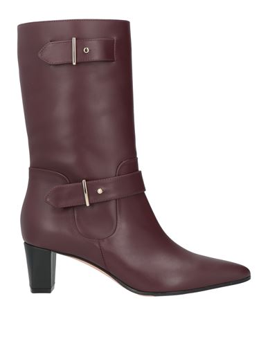 Bally Woman Ankle Boots Burgundy Size 10.5 Calfskin In Red