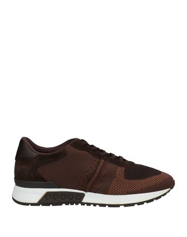Tod's Man Sneakers Dark Brown Size 9 Textile Fibers, Soft Leather
