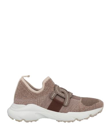 Tod's Woman Sneakers Taupe Size 8 Textile Fibers, Soft Leather In Grey