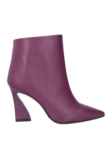Anna F. Woman Ankle Boots Mauve Size 8 Soft Leather In Purple