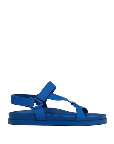 8 By Yoox Man Sandals Bright Blue Size 9 Polyurethane, Polyester, Cotton