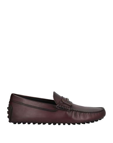 Shop Tod's Man Loafers Burgundy Size 8.5 Soft Leather In Red