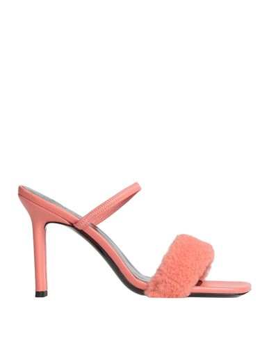 By Far Woman Sandals Salmon Pink Size 8 Shearling, Soft Leather
