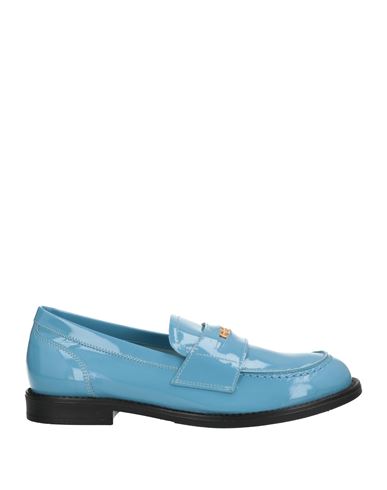 Baldinini Woman Loafers Sky Blue Size 11 Soft Leather