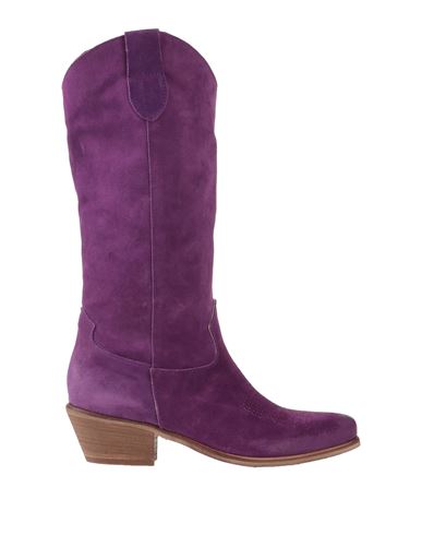 Geneve Woman Knee Boots Mauve Size 10 Soft Leather In Purple