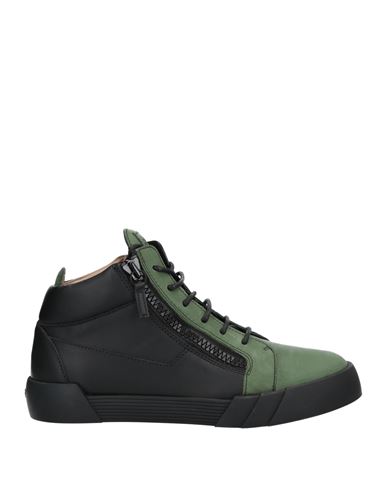 Giuseppe Zanotti Man Sneakers Military Green Size 14 Soft Leather