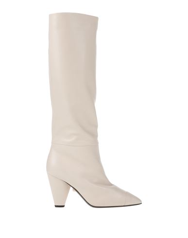 ALEVÌ MILANO ALEVÍ MILANO WOMAN KNEE BOOTS CREAM SIZE 10 SOFT LEATHER
