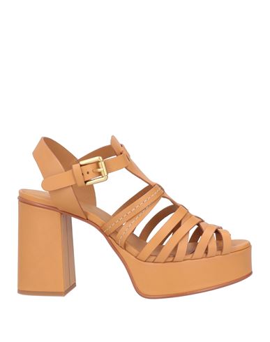 See By Chloé Woman Sandals Camel Size 8 Soft Leather In Beige