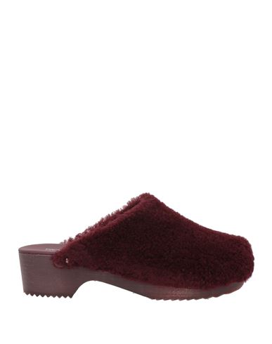 Figure Decorative Woman Mules & Clogs Burgundy Size 10 Shearling In Red