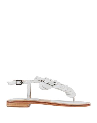 Hadel Woman Toe Strap Sandals White Size 11 Soft Leather