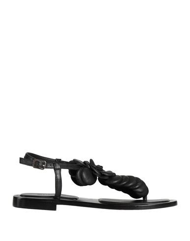 Hadel Woman Toe Strap Sandals Black Size 10 Soft Leather