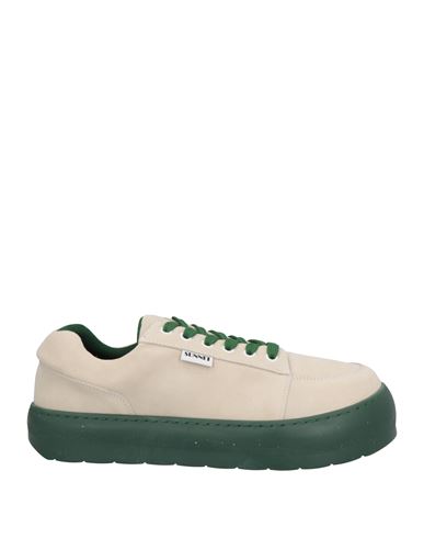 Sunnei Man Sneakers Cream Size 9 Soft Leather In White