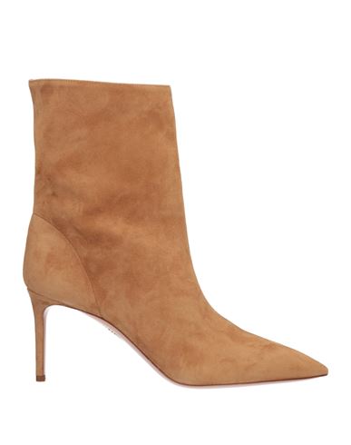 Aquazzura Woman Ankle Boots Camel Size 11 Soft Leather In Beige