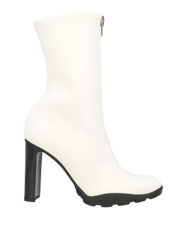 Alexander Mcqueen Woman Ankle Boots Off White Size 10 Textile Fibers