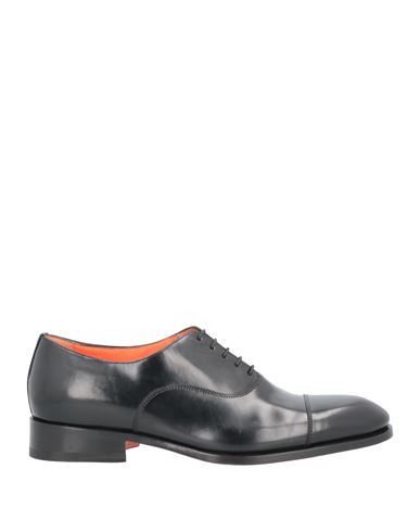 Santoni Man Lace-up Shoes Black Size 11 Soft Leather