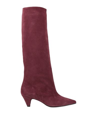 Anna F . Woman Knee Boots Burgundy Size 7 Soft Leather In Red