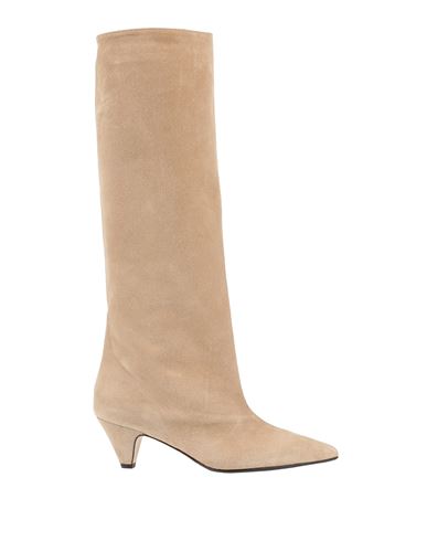 Anna F . Woman Knee Boots Sand Size 8 Soft Leather In Beige