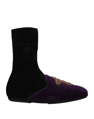 Dolce & Gabbana Man Boot Dark Purple Size 11 Textile Fibers