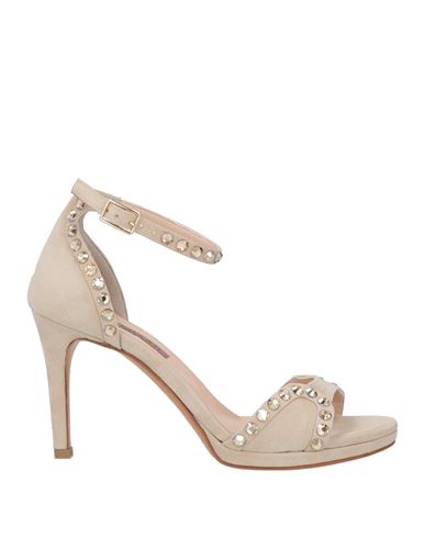 Albano Woman Sandals Beige Size 10 Textile Fibers