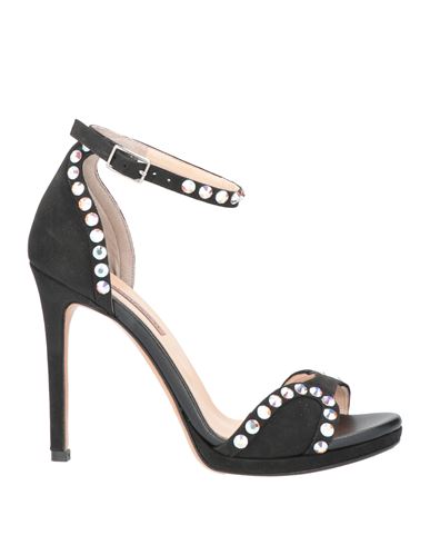 Albano Woman Sandals Black Size 10 Textile Fibers, Swarovski Crystal