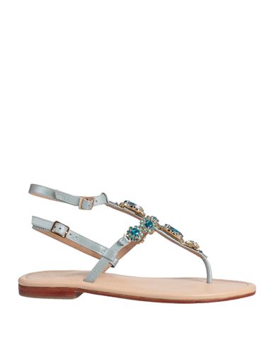 Hadel Woman Toe Strap Sandals Sky Blue Size 9 Soft Leather
