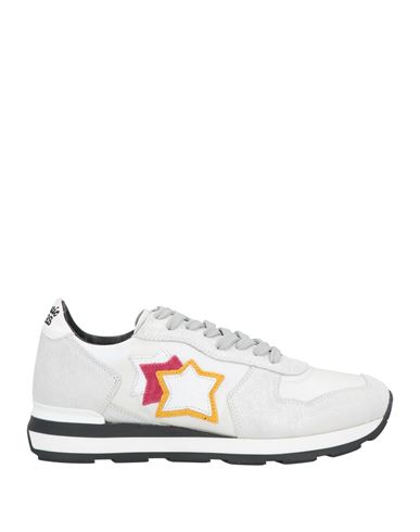 Atlantic Stars Woman Sneakers Light Grey Size 6 Soft Leather, Textile Fibers In White