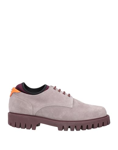 Pollini Woman Lace-up Shoes Grey Size 8 Calfskin, Textile Fibers