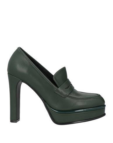 Luciano Barachini Woman Loafers Dark Green Size 10 Soft Leather