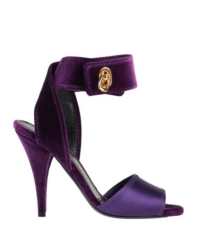 Tom Ford Woman Sandals Purple Size 8.5 Viscose, Silk, Zamak, Brass