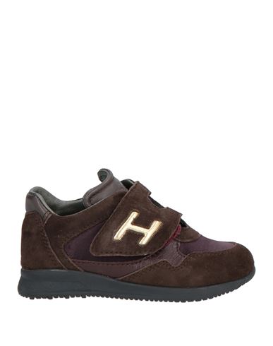 Hogan Babies'  Toddler Girl Sneakers Dark Brown Size 10c Soft Leather, Textile Fibers