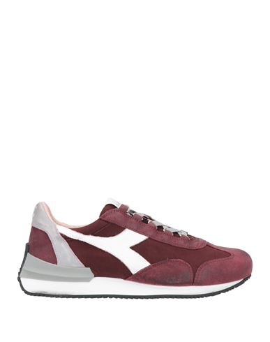 Diadora Heritage Man Sneakers Burgundy Size 8.5 Soft Leather, Textile Fibers In Red