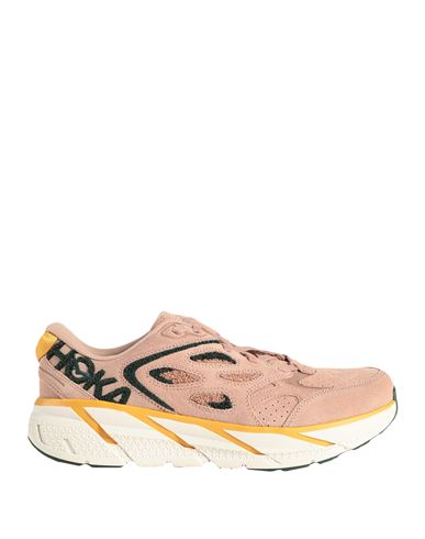 Hoka One One U Clifton L Embroidery Man Sneakers Pastel Pink Size 9 Soft Leather, Textile Fibers