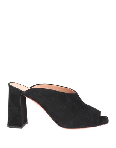 Santoni Woman Sandals Black Size 10.5 Soft Leather In Black