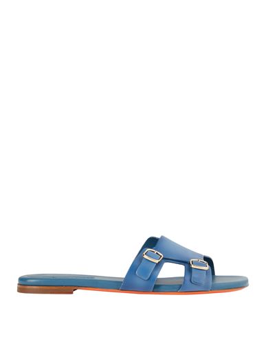 Santoni Woman Sandals Blue Size 6.5 Soft Leather In Blue