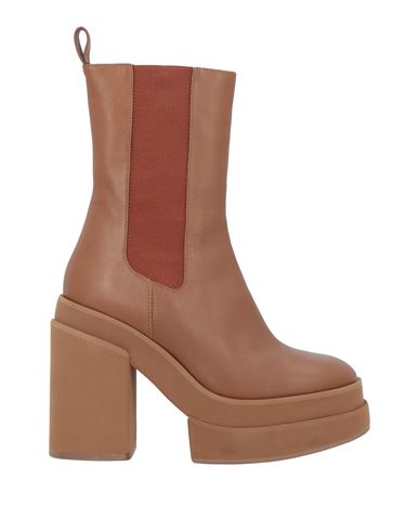 Paloma Barceló Woman Ankle Boots Camel Size 9.5 Leather In Beige